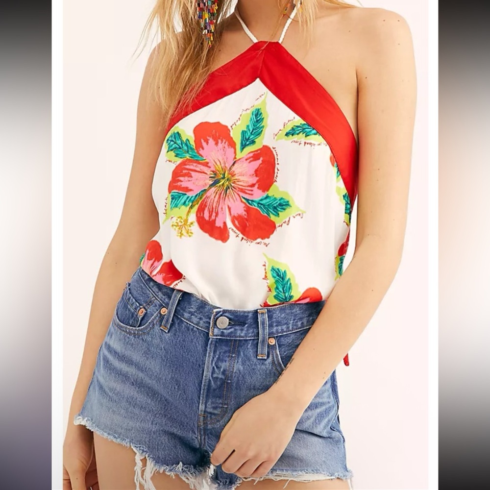 Free people Hibiscus 🌺 haltertopbodysuit